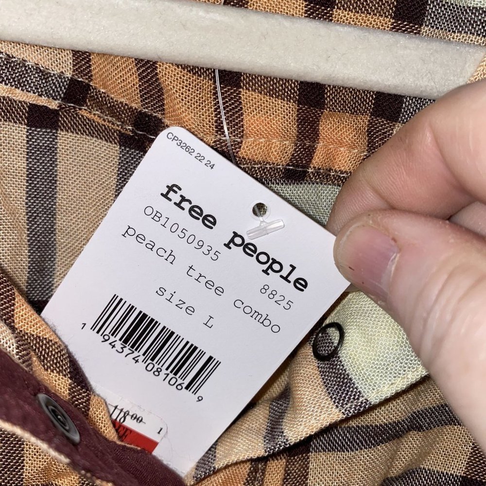 Free People Peach Tree Plaid Top - Picture 4 of 5